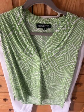Jones of NY Green Patterned Women's Top Medium